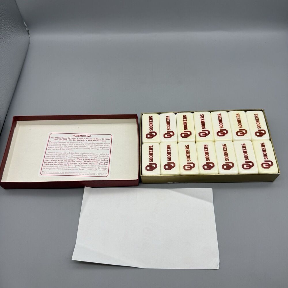Pre Owned Vintage Puremco Professional Extra Thick OU Sooners Dominoes